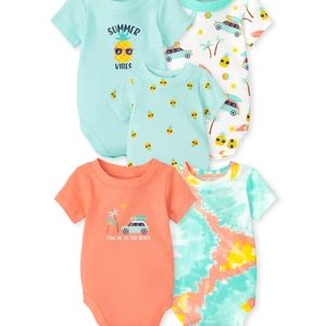 NWT Children's Place unisex 5 pack summer onesies
